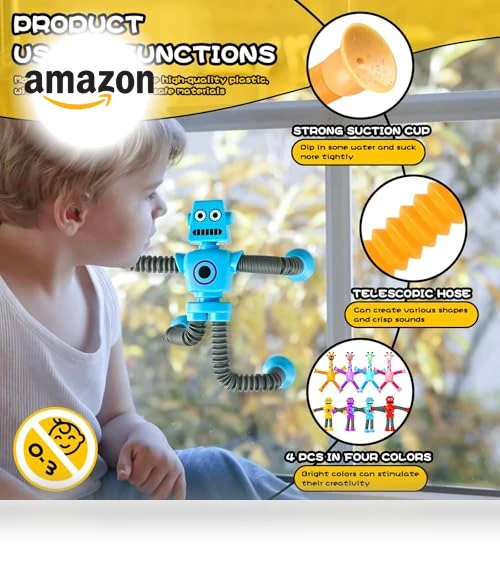 Sensory Travel Robot Toys for Kids, 4Pcs Set — Infant & Early Childhood Playthings, CHESLICR