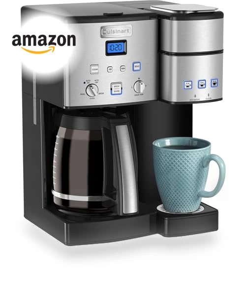 Single Serve + 12 Cup Coffee Maker, 3-Sizes: 6-Ounces, 8-Ounces and 10-Ounces, Stainless Steel — Coffee & Espresso Combos, Cuisinart