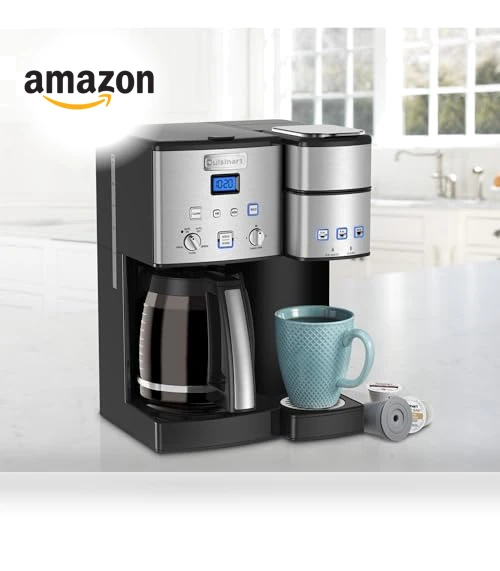 Single Serve + 12 Cup Coffee Maker, 3-Sizes: 6-Ounces, 8-Ounces and 10-Ounces, Stainless Steel — Coffee & Espresso Combos, Cuisinart