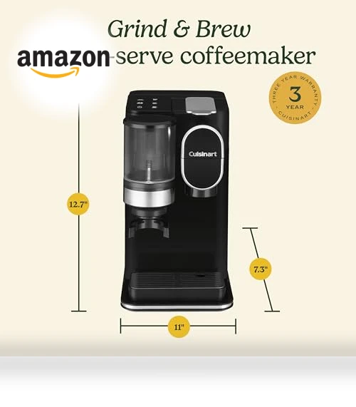 Single Serve Coffee Maker with Integrated Grinder, 48-Ounce Reservoir — Electric Blade Coffee Grinders, Cuisinart