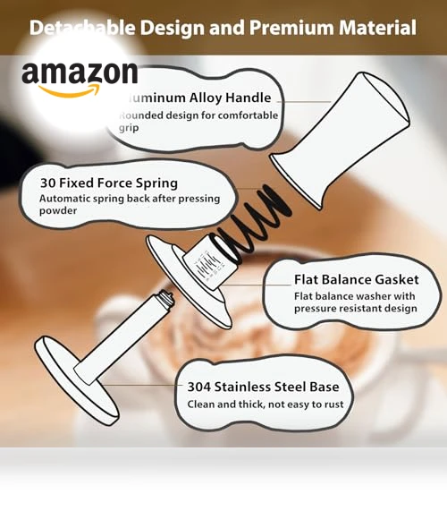 Spring Loaded Espresso Tamper 58mm - Adjustable Depth Coffee Press Tool — Tampers, Attsky