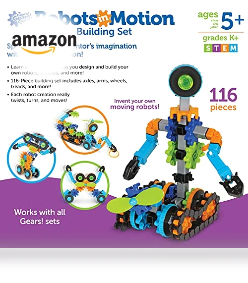 STEM Robots Building Set - 116 Pieces, Ages 5+, Robot Toy — Mechanical Construction Kits, Learning Resources