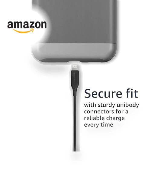 USB-A to Lightning Charger Cable, MFi Certified for Apple Devices — Lightning, Amazon Basics
