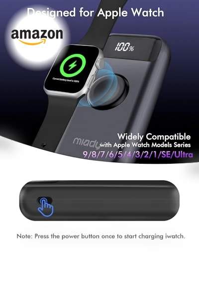 Wireless Portable Charger for Apple Watch, 10000mAh PD 22.5W Fast Charging Power Bank 3-in-1 Battery Pack — Chargers, Miady