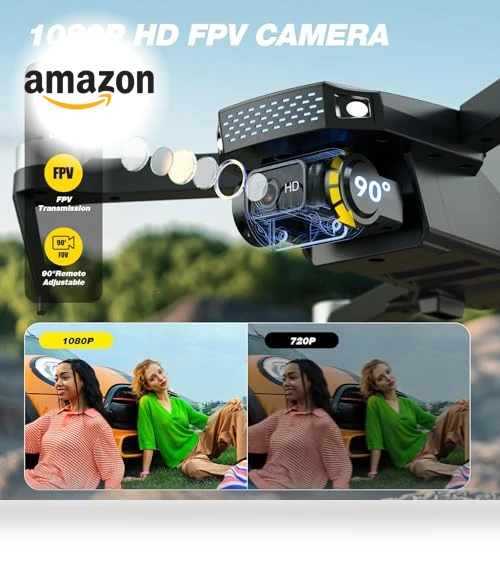 1080P HD Camera Drone with Brushless Motor, Foldable RC Quadcopter — Drones, DEERC