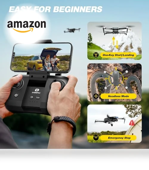 1080P HD Camera Drone with Brushless Motor, Foldable RC Quadcopter — Drones, DEERC
