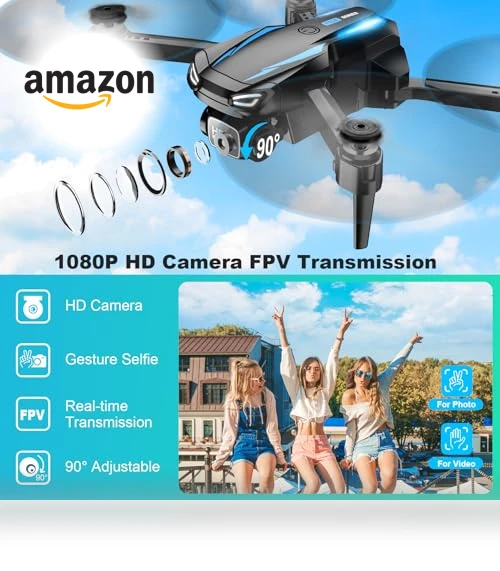 1080P HD FPV Foldable Drone with Camera for Kids and Adults — Drones, Dazlen
