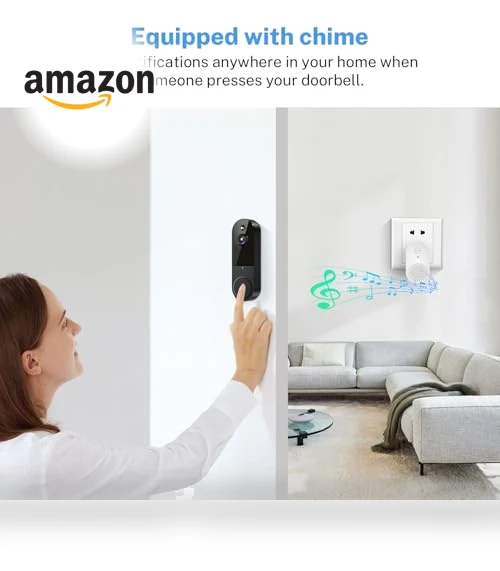 1080P Wireless Video Doorbell Camera with Chime Ringer, Night Vision, Cloud Storage — Smart Home Security, Botmelt