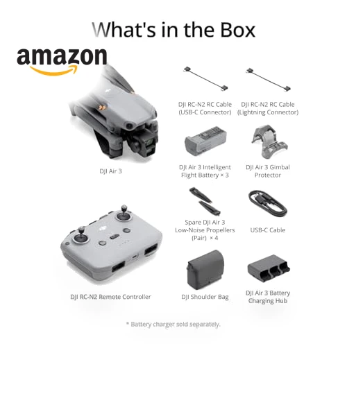 Air 3 Fly More Combo Drone with 4K Camera, Dual Cameras, Extended Flight Time — Drones & UAV Technology, DJI