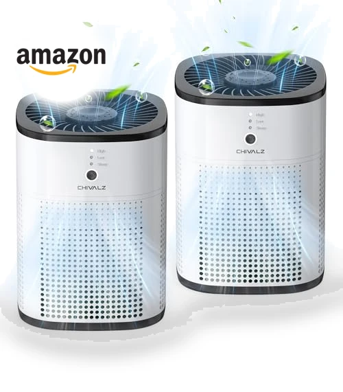 Air Purifiers for Bedroom with True HEPA Filter, 2 Pack — Activated Carbon Air Purifiers, Chivalz
