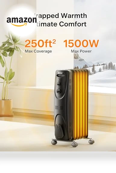 Basic Electric Oil Filled Radiator Space Heater — Portable Heating Solutions, PELONIS