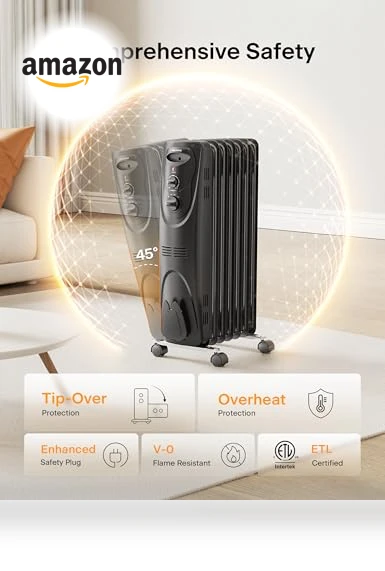 Basic Electric Oil Filled Radiator Space Heater — Portable Heating Solutions, PELONIS
