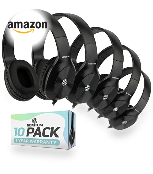 Classroom Headphones Bulk 10-Pack — In-Ear Headphones, Sonitum