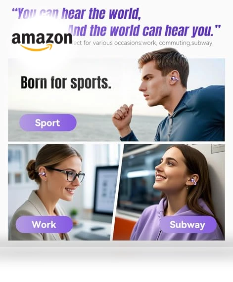 Clip on Earbuds Open Ear Wireless Bluetooth Headphones with Mic — Bluetooth Headsets, King Lucky