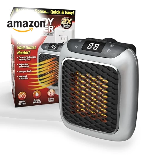 Handy Heater Turbo Wall Outlet Small Space Heater with Adjustable Thermostat — Portable Heating Solutions, Ontel
