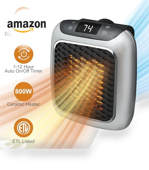 Handy Heater Turbo Wall Outlet Small Space Heater with Adjustable Thermostat — Portable Heating Solutions, Ontel