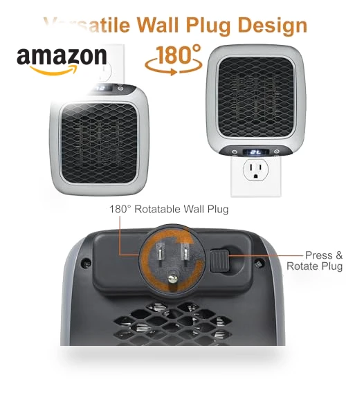 Handy Heater Turbo Wall Outlet Small Space Heater with Adjustable Thermostat — Portable Heating Solutions, Ontel
