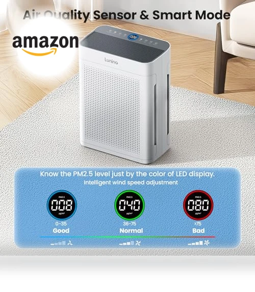HEPA Double-Sided Air Purifier for Large Rooms up to 3000sq.ft — Activated Carbon Air Purifiers, LUNINO
