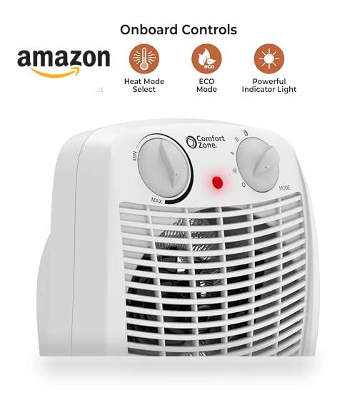 Indoor Space Heater with Adjustable Thermostat, Fan Forced, Electric, Overheat Protection — Portable Heating Solutions, Comfort Zone