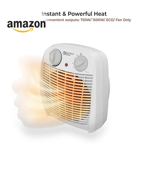 Indoor Space Heater with Adjustable Thermostat, Fan Forced, Electric, Overheat Protection — Portable Heating Solutions, Comfort Zone