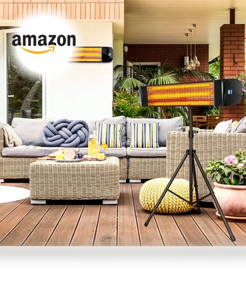 Infrared Patio Heater, 1500W Electric Outdoor Heater with Remote Control — Portable Heating Solutions, Paraheeter