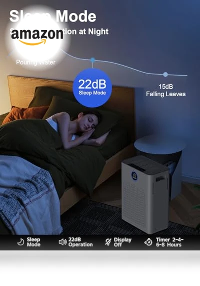 Large Room HEPA Air Purifier with PM2.5 Sensor and Washable Filter — Activated Carbon Air Purifiers, AIRJOWSET