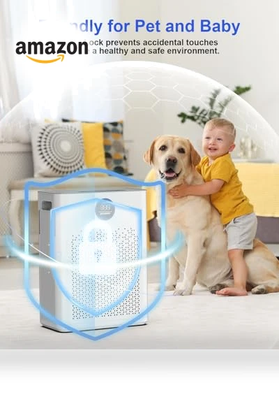 Large Room HEPA Air Purifier with PM2.5 Sensor and Washable Filter — Activated Carbon Air Purifiers, AIRJOWSET