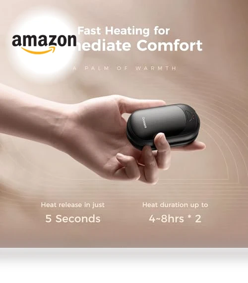 Magnetic Hand Warmers Rechargeable 2 Pack, Fast Heating, 3-Settings, Portable Heater — Portable Heating Solutions, OCOOPA