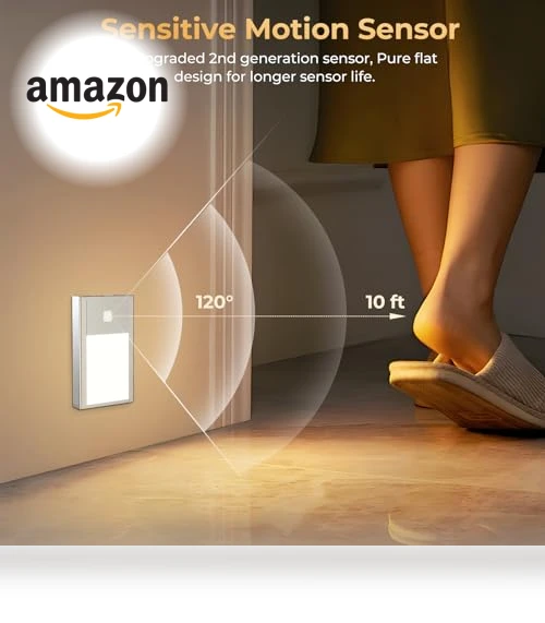 Motion Sensor Step Night Light, Rechargeable Battery Powered LED Light with Magnetic Suck Installation — Outdoor Security & Flood Lighting, VST