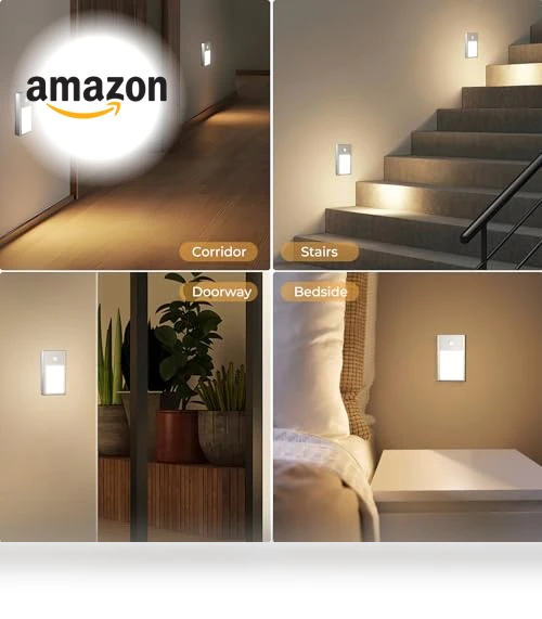 Motion Sensor Step Night Light, Rechargeable Battery Powered LED Light with Magnetic Suck Installation — Outdoor Security & Flood Lighting, VST