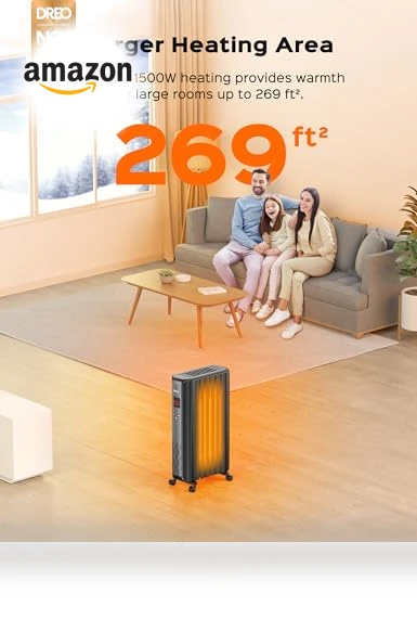 Oil Filled Radiator Heater with Remote Control, 4 Modes, Overheat & Tip-Over Protection — Portable Heating Solutions, Dreo