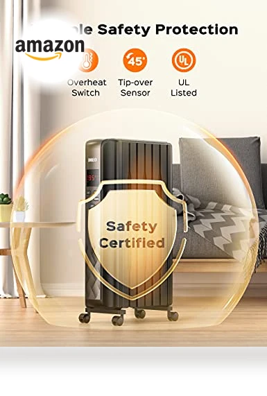 Oil Filled Radiator Heater with Remote Control, 4 Modes, Overheat & Tip-Over Protection — Portable Heating Solutions, Dreo
