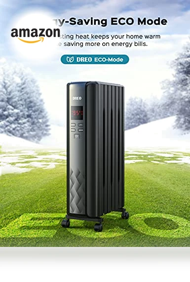 Oil Filled Radiator Heater with Remote Control, 4 Modes, Overheat & Tip-Over Protection — Portable Heating Solutions, Dreo