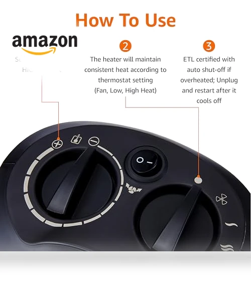 Oscillating Ceramic Space Heater, Portable Heater for Indoor Use — Portable Heating Solutions, Amazon Basics