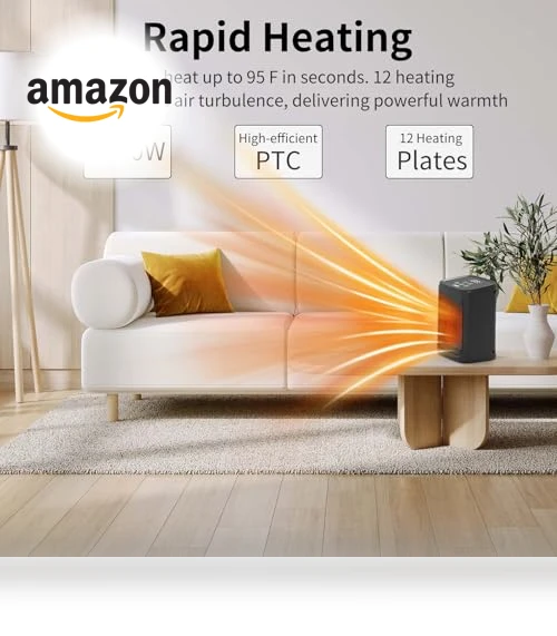 Portable Ceramic Space Heater with Adjustable Thermostat — Portable Heating Solutions, JNDRO