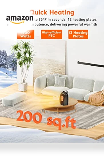 Portable Electric Space Heater with Thermostat, 1500W/750W, Fast Heating for Indoor Use — Portable Heating Solutions, GiveBest