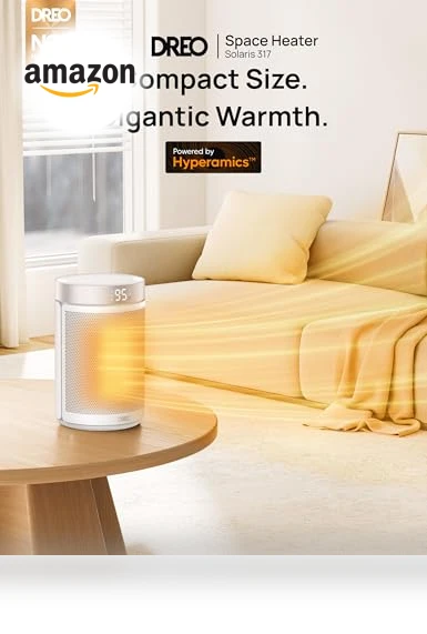 Portable Space Heater with Thermostat and Remote, 1500W PTC Ceramic Fast Safety Heat — Portable Heating Solutions, Dreo