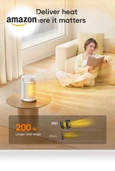 Portable Space Heater with Thermostat and Remote, 1500W PTC Ceramic Fast Safety Heat — Portable Heating Solutions, Dreo