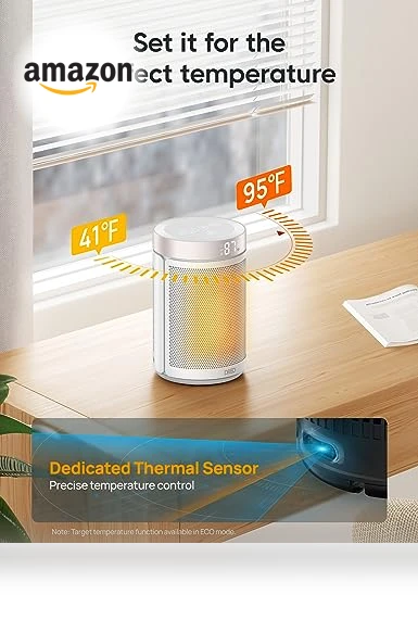 Portable Space Heater with Thermostat and Remote, 1500W PTC Ceramic Fast Safety Heat — Portable Heating Solutions, Dreo