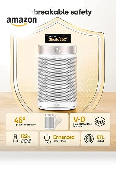 Portable Space Heater with Thermostat and Remote, 1500W PTC Ceramic Fast Safety Heat — Portable Heating Solutions, Dreo