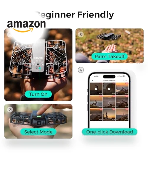 Self-Flying Camera Drone with Follow Me Mode, 2.7K HDR Video, Foldable Design — Drones & UAV Technology, HOVERAir