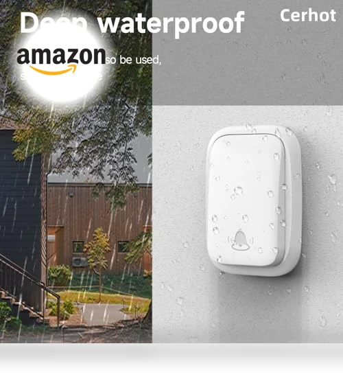 Self Powered Wireless Doorbell with 38 Songs, 100M Range, Waterproof — Kits
