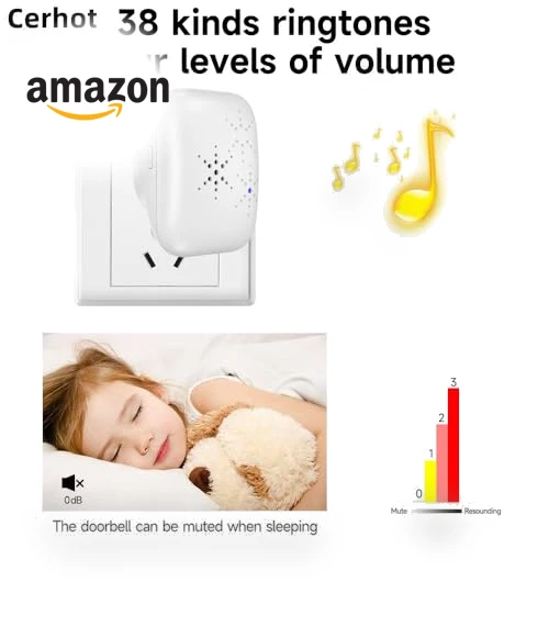 Self Powered Wireless Doorbell with 38 Songs, 100M Range, Waterproof — Kits