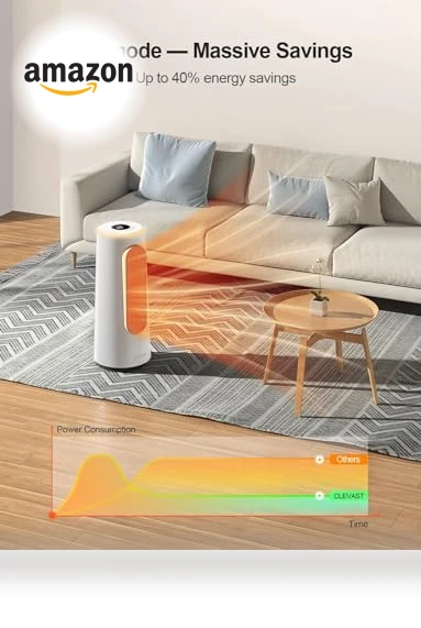 Smart Space Heater with App & Voice Control, 1500W Fast Heating — Portable Heating Solutions, CLEVAST