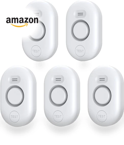 Water Leak Detectors 5 Pack for Home, 100dB Alarm for Basement, Bathroom, Kitchen — Water Leak Detection Systems, METAK