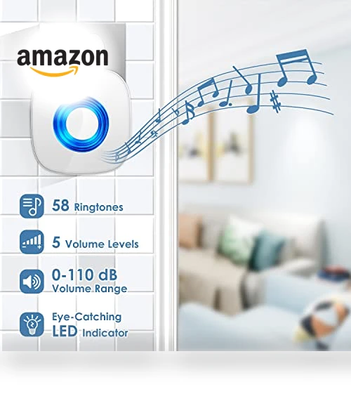 Waterproof Wireless Doorbell Kit with 1300-ft Range, 58 Melodies, LED Flash — Kits, PHYSEN