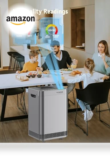 Whole House Air Purifier with 5 Stage Tower Structure, Smart Air Quality & Odor Sensors — Activated Carbon Air Purifiers, Nuwave