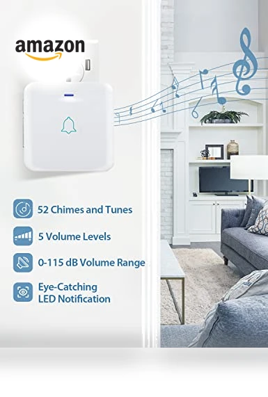 Wireless Doorbell Kit with 2 Plug-In Receivers, 52 Melodies, and LED Flash — Kits, AVANTEK
