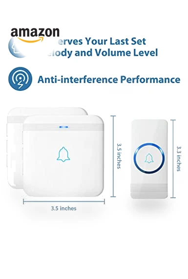 Wireless Doorbell Kit with 2 Plug-In Receivers, 52 Melodies, and LED Flash — Kits, AVANTEK