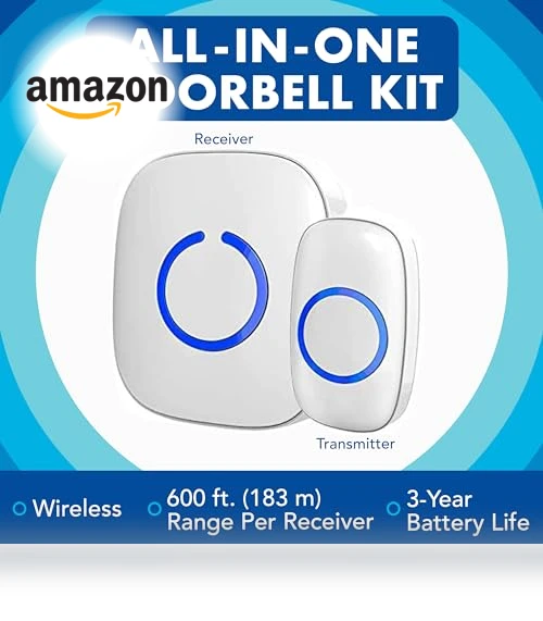 Wireless Doorbell Kit with 52 Chimes, 1000Ft Range, Weatherproof — Kits, SadoTech